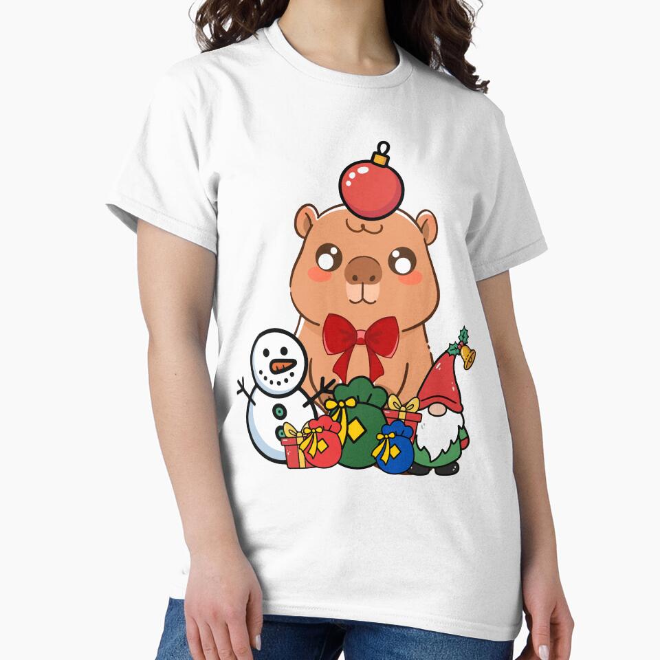 Kawaii Christmas Capybara - Festive Gifts and Gnome by Kanniax T-Shirts, Hoodie, Sweatshirt | BlankRebels.com (Image 2)