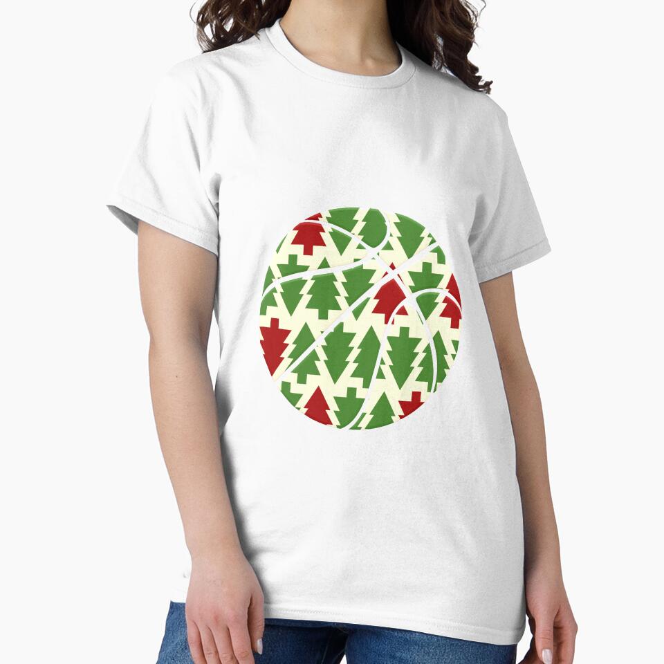 Abstract Basketball Design - Motivational Sports - Christmas Trees - Red Green by Gaming x Sports T-Shirts,... (Image 2)