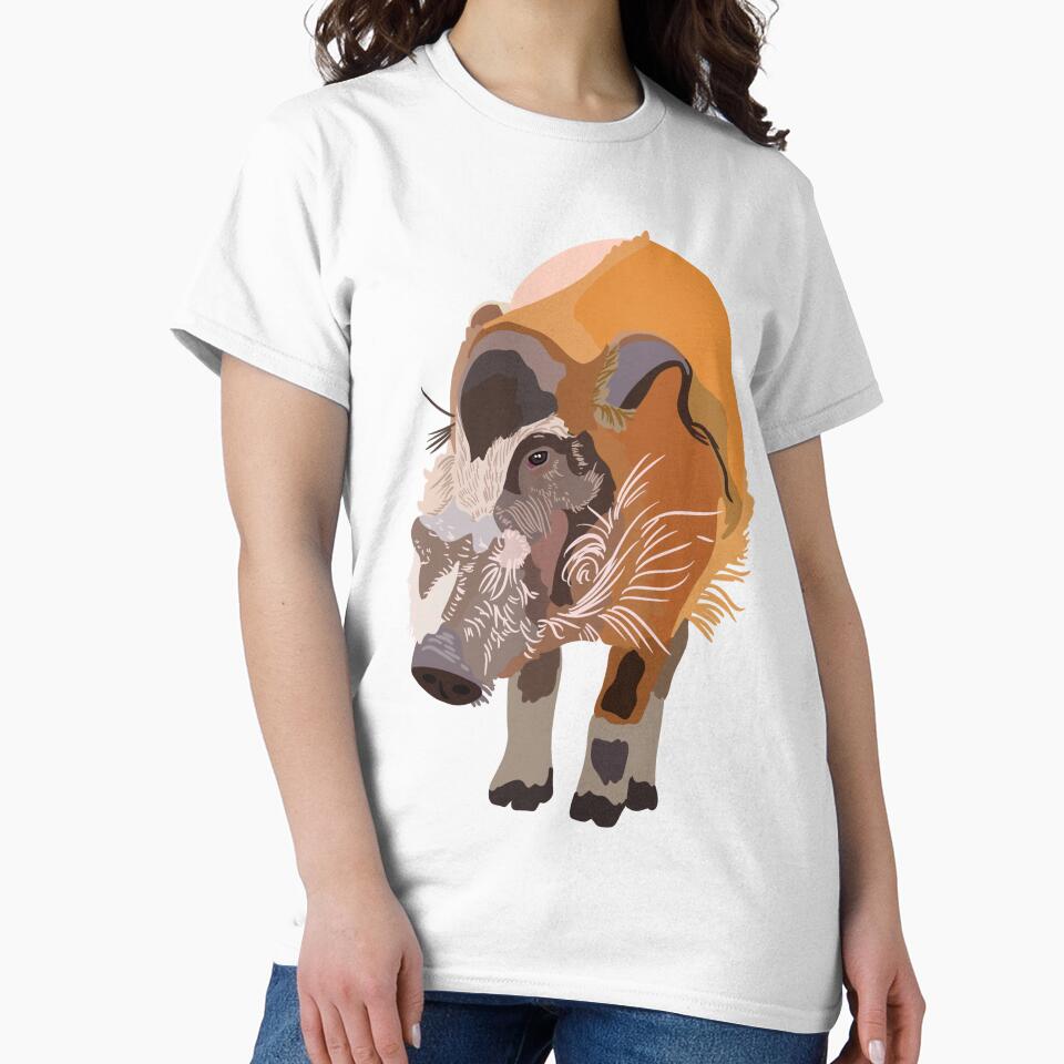 R is for Red River Hog, Red River Hog Illustration – Cute Wild Pig Animal Art by PrettylittlepastelUk T-Shirts,... (Image 2)