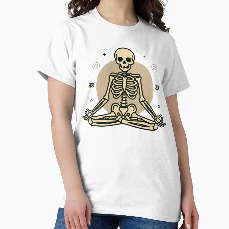 MEDITATING | Minimalist Skeleton Streetwear Art by DEADLINE.