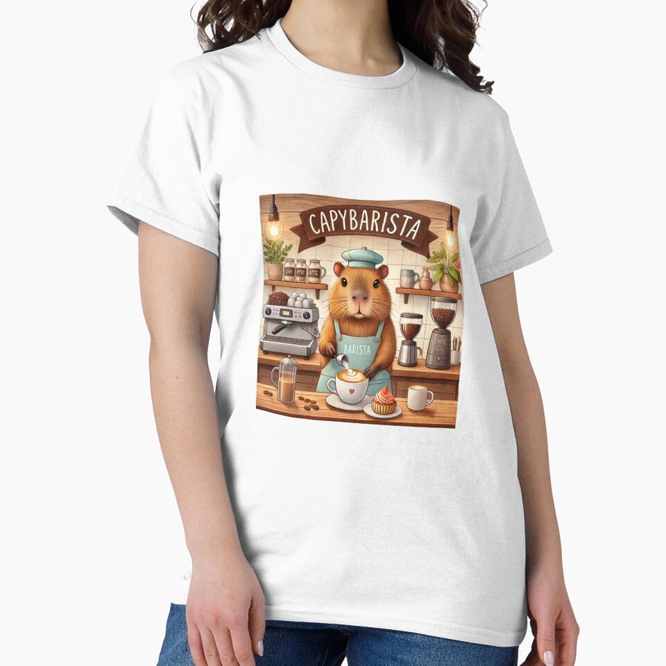Capybara Coffee Barista Café Art by Wish & Wonder T-Shirts, Hoodie, Sweatshirt | BlankRebels.com (Image 2)