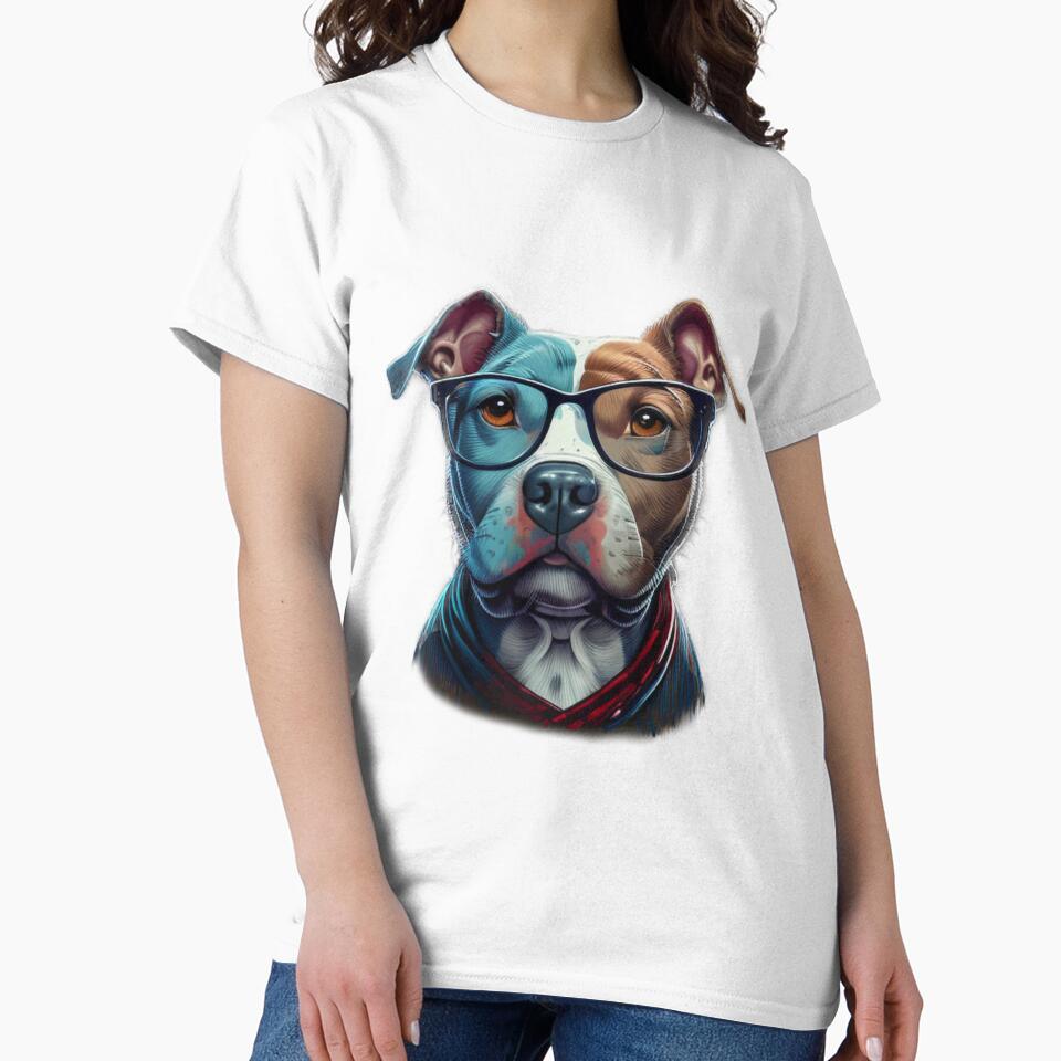 Funny dog pitbull with glasses funny cute decorative pitbull for dog lovers by RSDESIGNSteam T-Shirts, Hoodie,... (Image 2)