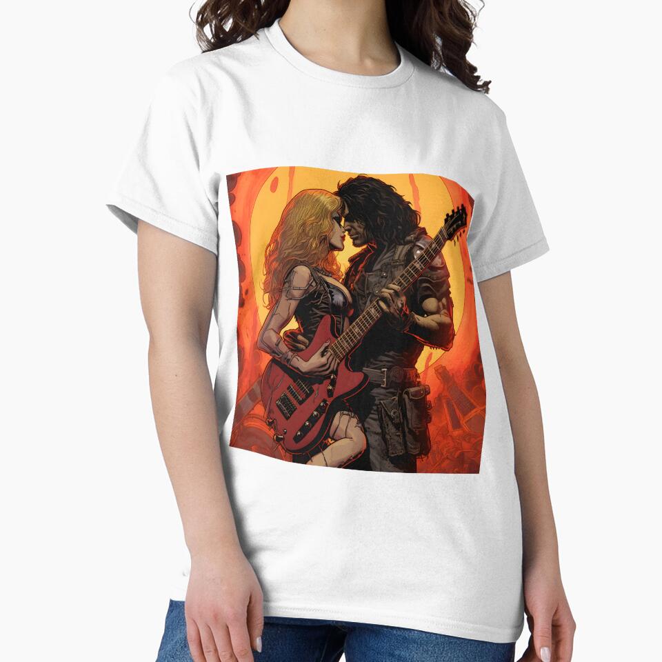Valentines day vintage retro metalhead couple by AngelinaBezm T-Shirts, Hoodie, Sweatshirt | BlankRebels.com (Image 2)