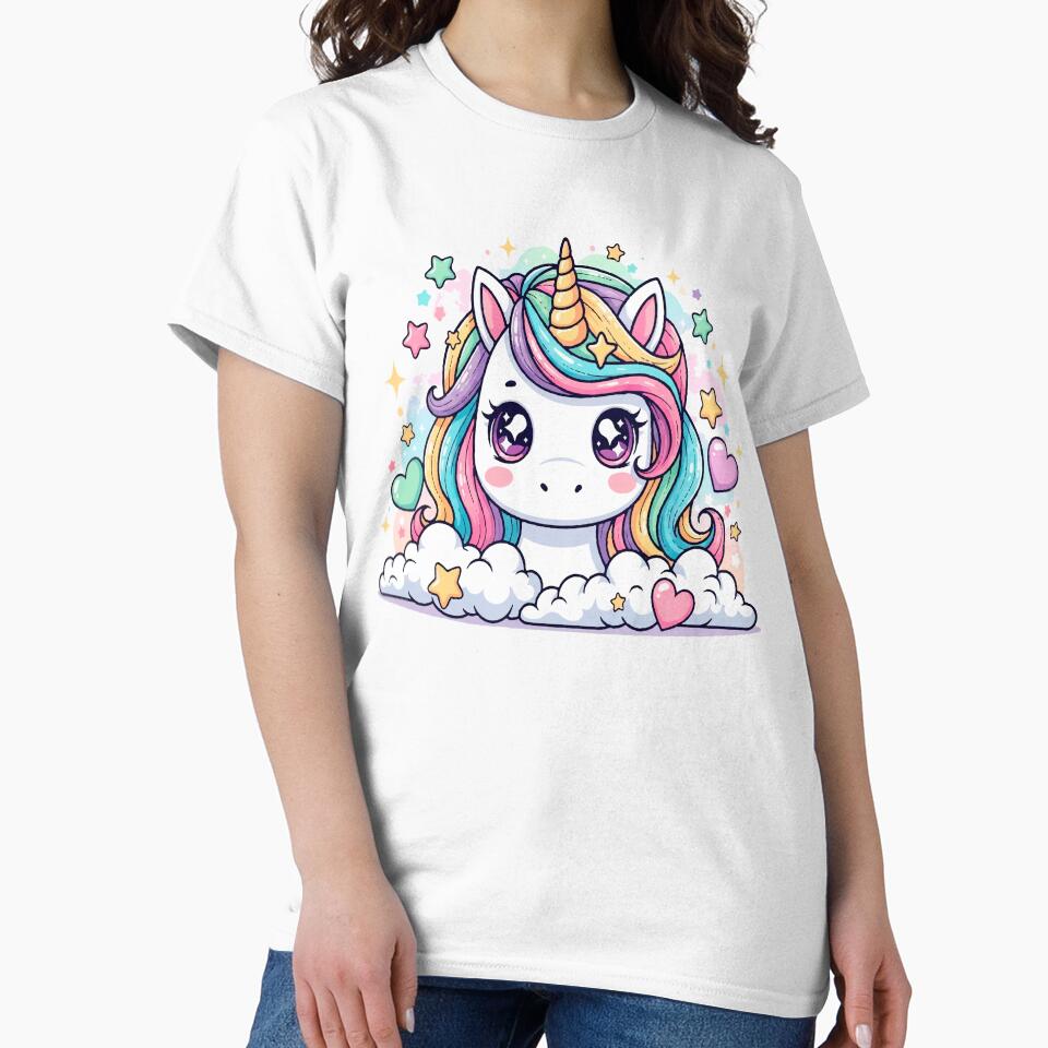 Kawaii Unicorn - Adorable and Colorful Illustration for Stickers and T-Shirts by  Ojo de Lilith Hoodie, Sweatshirt (Image 2)