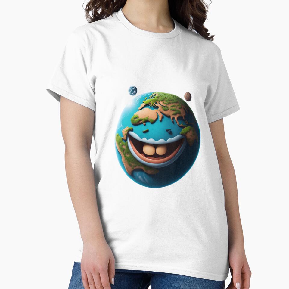 Happy Earth - Cute and Positive Illustration by aiprintiq T-Shirts, Hoodie, Sweatshirt | BlankRebels.com (Image 2)