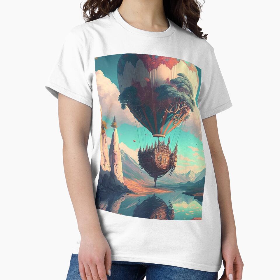 Balloon Adventure Fantasy Landscape Art 06 - Colorful Cartoon Travel by Sunchaser World T-Shirts, Hoodie,... (Image 2)