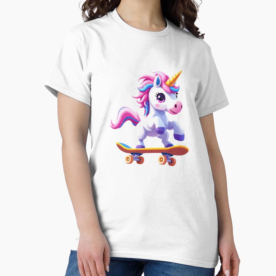 Skater Unicorn | Cute Rainbow Board Rider by NovaProArt T-Shirts, Hoodie, Sweatshirt | BlankRebels.com (Image 2)