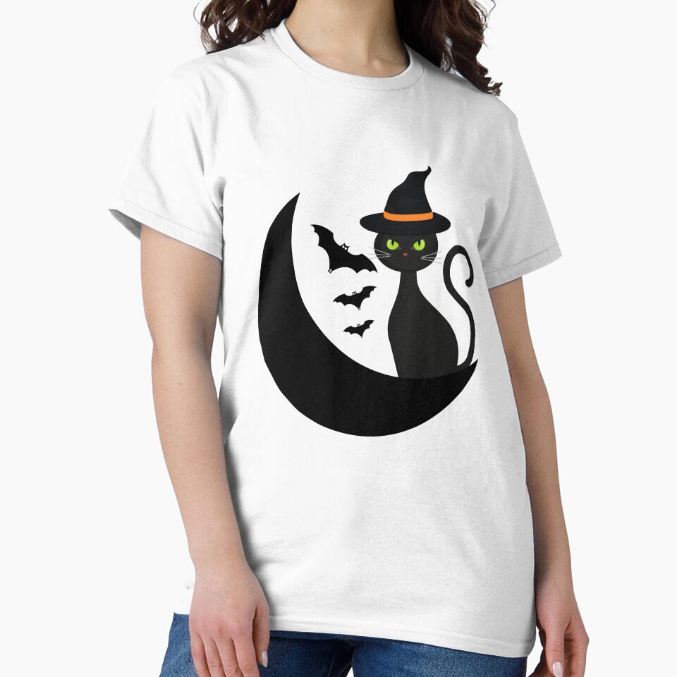 Black cat Halloween design by Season's  Store T-Shirts, Hoodie, Sweatshirt | BlankRebels.com (Image 2)