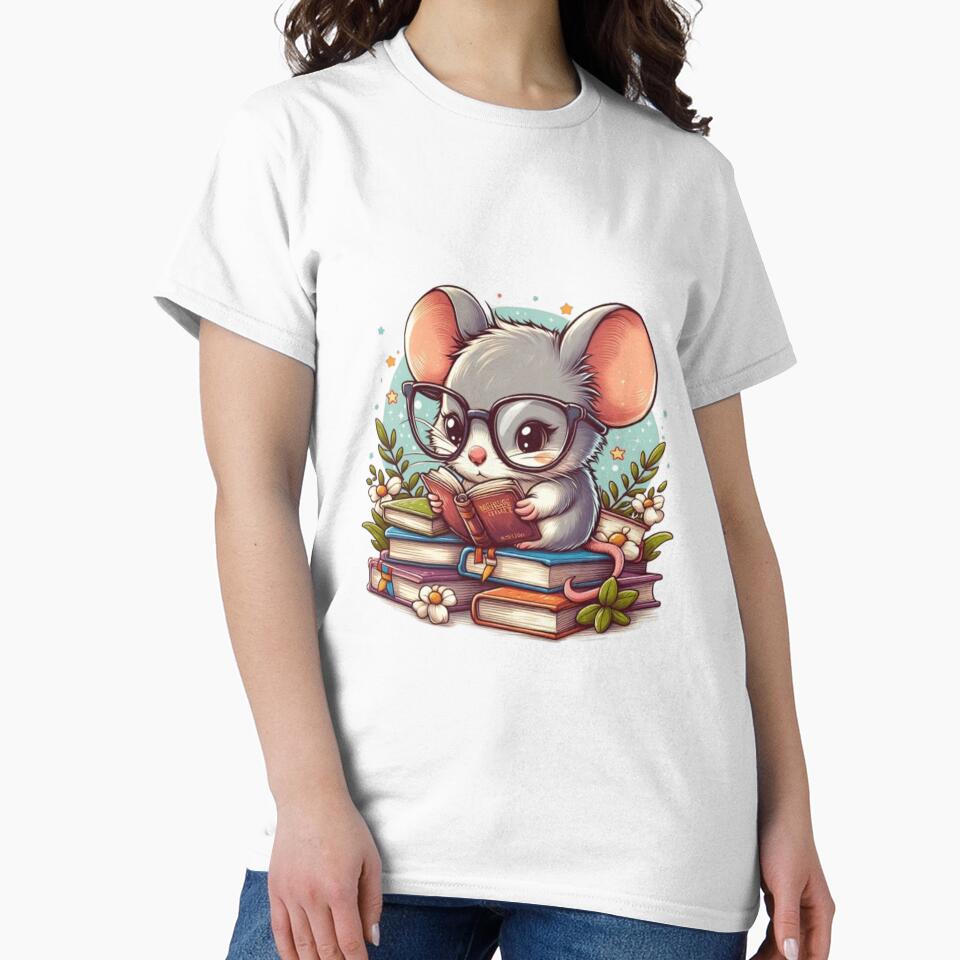 Back to school cute mouse reading books by Culmika