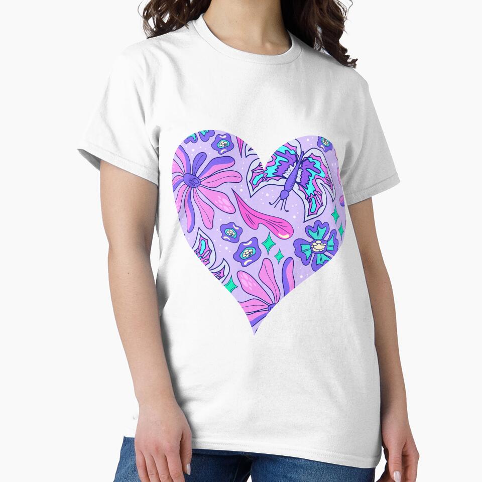 Purple Heart Butterfly & Flowers Aesthetic by Printjelly T-Shirts, Hoodie, Sweatshirt | BlankRebels.com (Image 2)