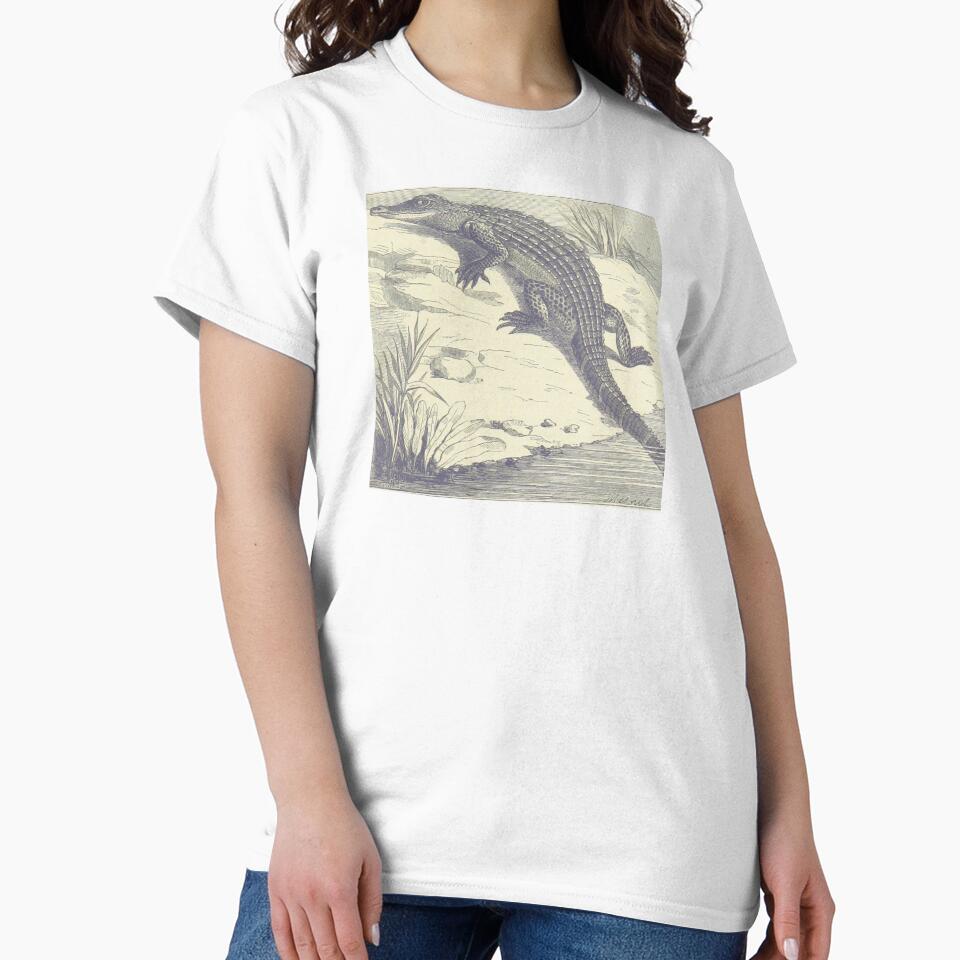 Mischievous Alligator Vintage Illustration by bookishneighbor T-Shirts, Hoodie, Sweatshirt | BlankRebels.com (Image 2)
