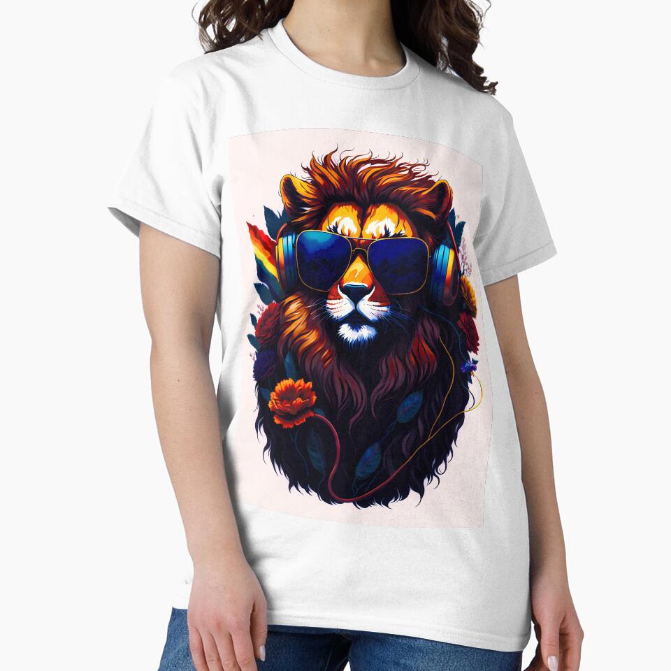 Gamer Lion wearing sunglasses with Pride Flag Animal Art by druidwolfart T-Shirts, Hoodie, Sweatshirt (Image 2)