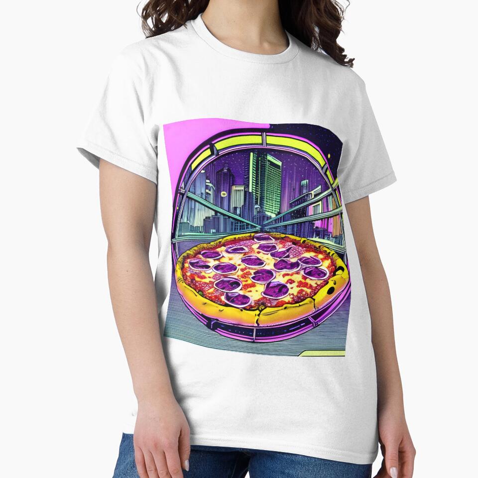 Pizza with night city retro style by imagenia T-Shirts, Hoodie, Sweatshirt | BlankRebels.com (Image 2)