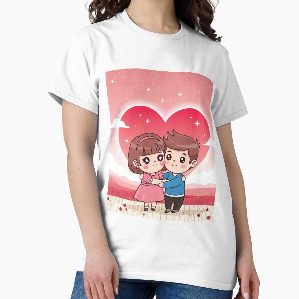 Kawaii Chibi Couple Hugging Romantic Love Art by Innova_Creations T-Shirts, Hoodie, Sweatshirt | BlankRebels.com (Image 2)