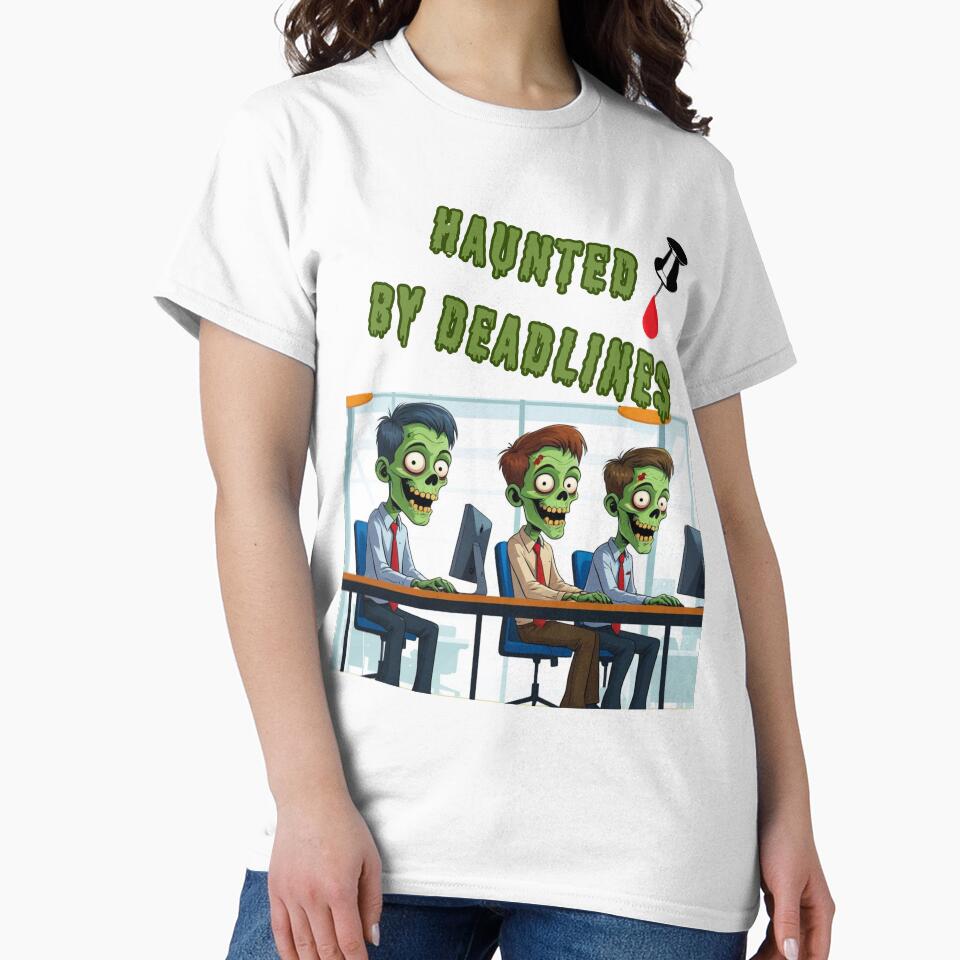 Haunted by Deadlines – Funny Zombie Office Halloween Design by Kindloom