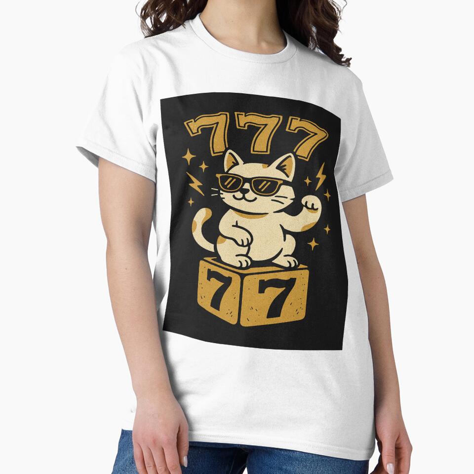 Lucky Vibes – 777 Cat Retro Gold Design by FokusVibes T-Shirts, Hoodie, Sweatshirt | BlankRebels.com (Image 2)
