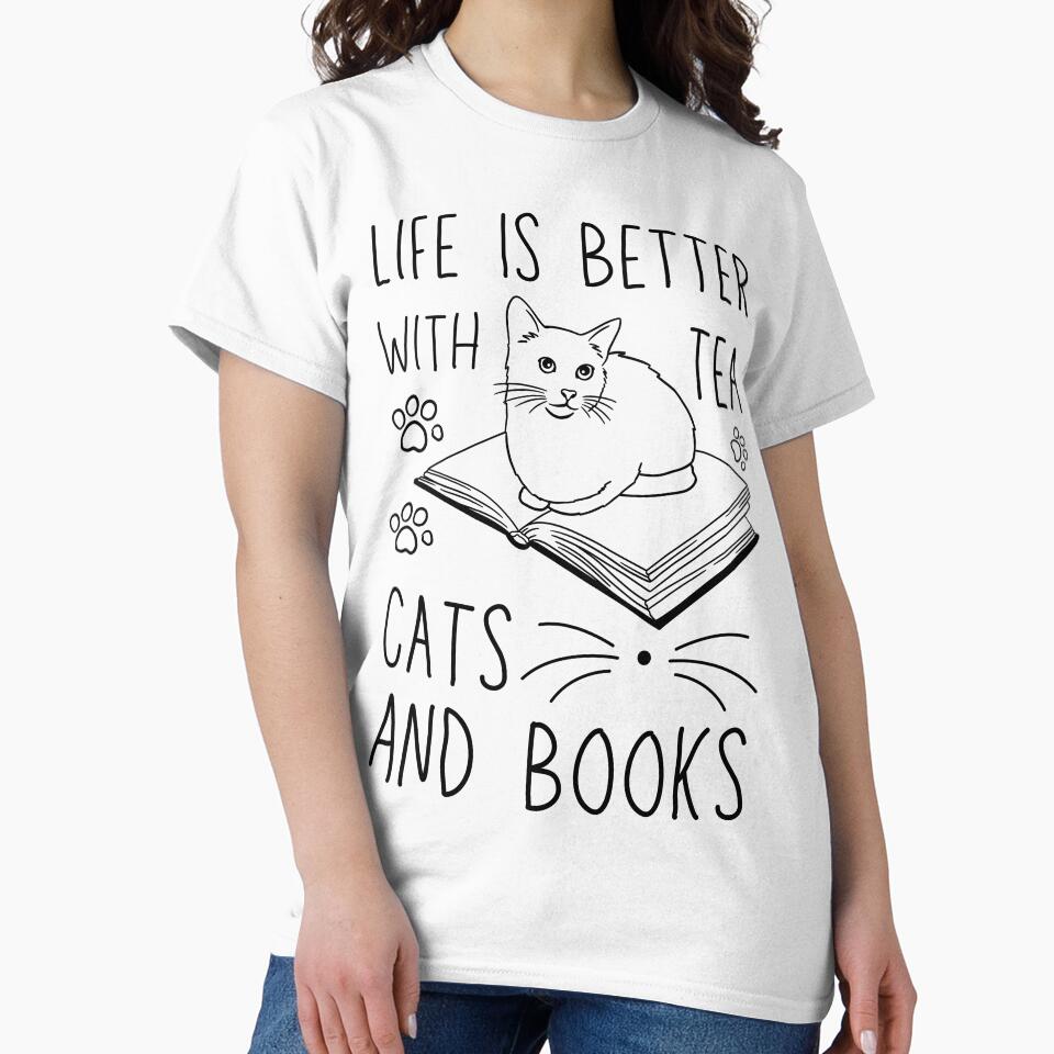 Funny Life Is Better With Tea Cats And Books by Alfaashoop