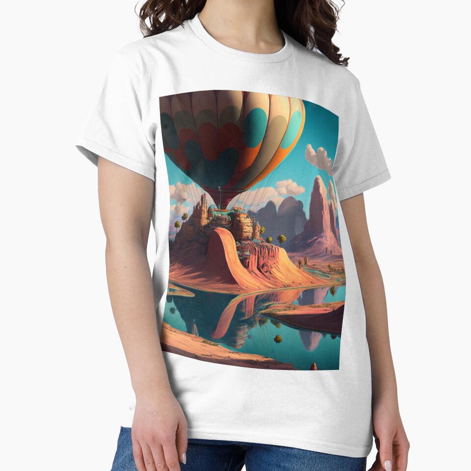 Balloon Adventure Fantasy Landscape Art 07 - Colorful Cartoon Travel by Sunchaser World T-Shirts, Hoodie,... (Image 2)