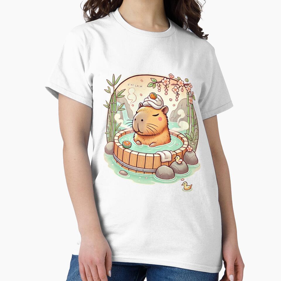 Zen Capybara Soaking in Onsen by Wish & Wonder T-Shirts, Hoodie, Sweatshirt | BlankRebels.com (Image 2)