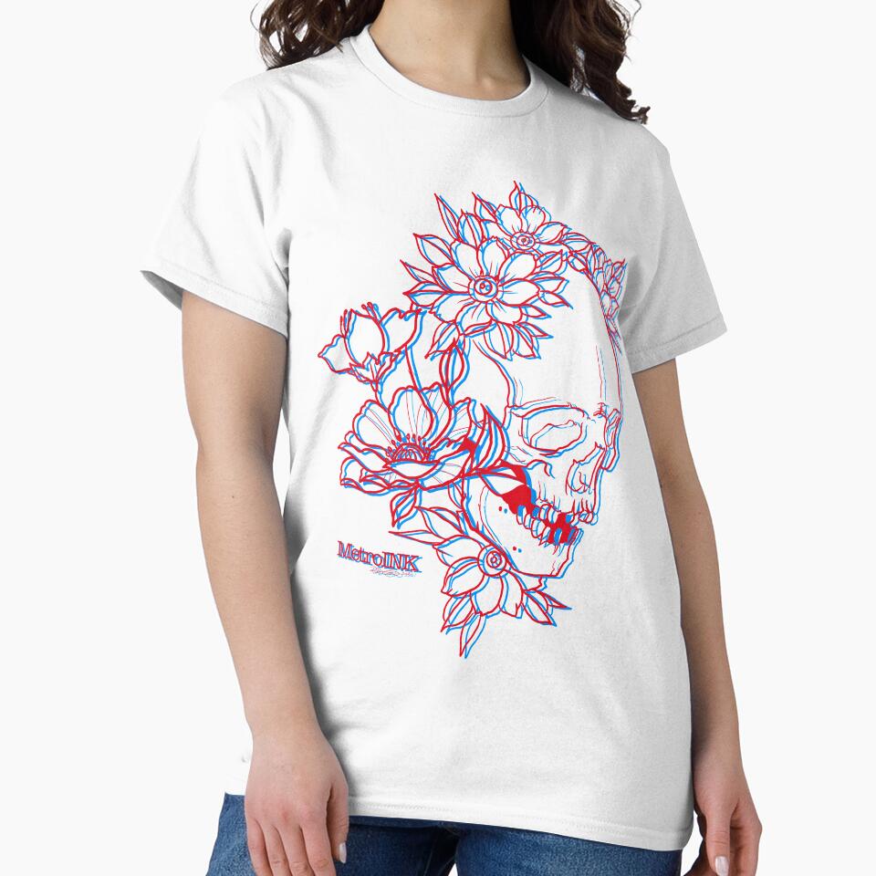 3D Skull And Flowers by MetroInk T-Shirts, Hoodie, Sweatshirt | BlankRebels.com (Image 2)