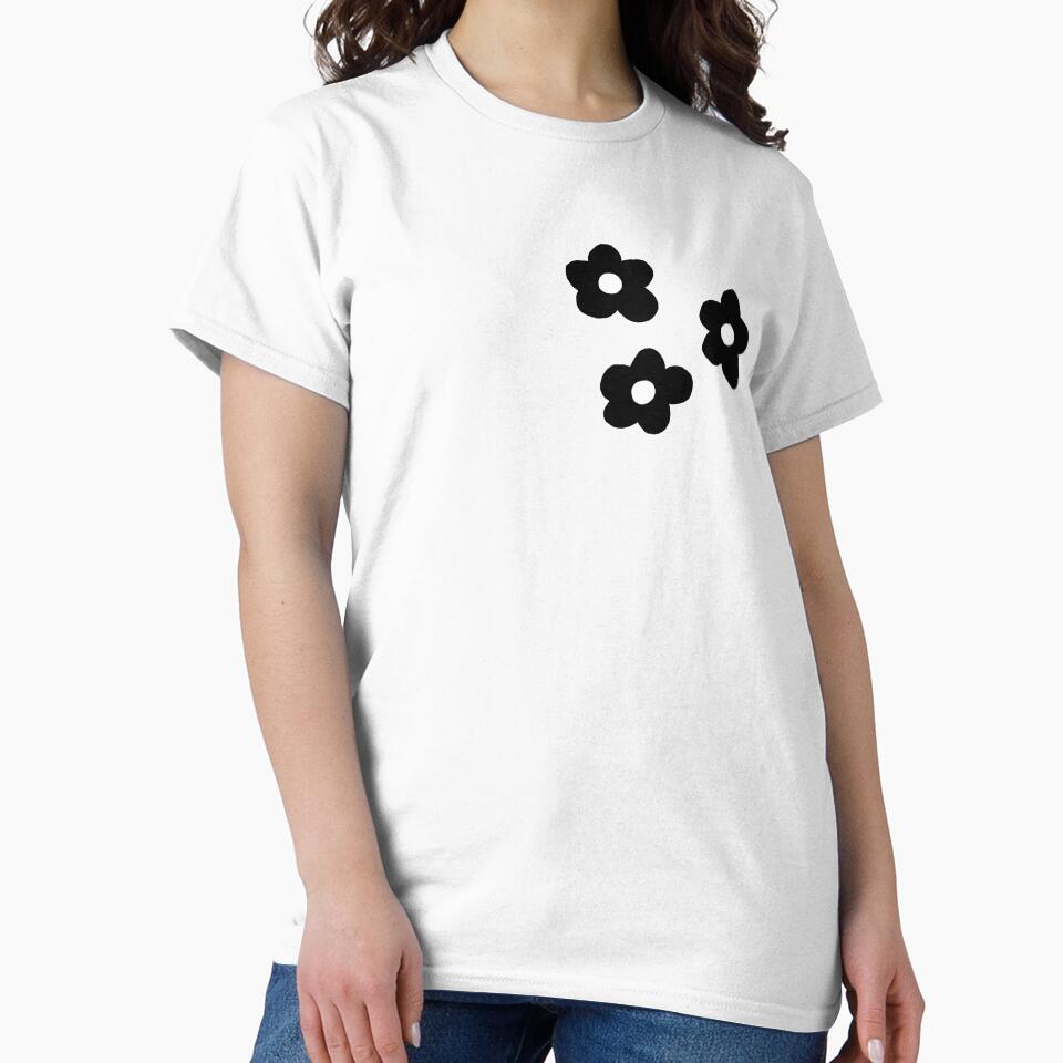 Black and White Retro Flowers Green Background by emily  gaskin T-Shirts, Hoodie, Sweatshirt | BlankRebels.com (Image 2)