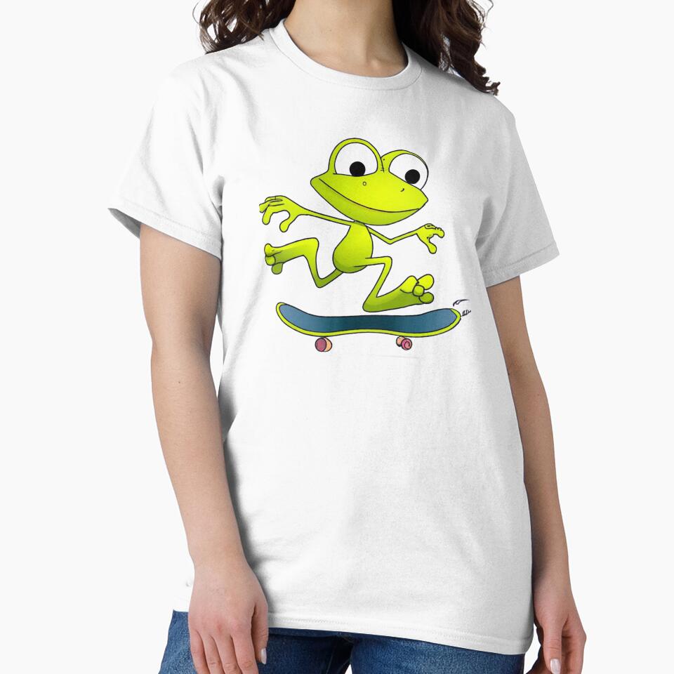 Cute Frog On Skateboard by The Love Quill T-Shirts, Hoodie, Sweatshirt | BlankRebels.com (Image 2)