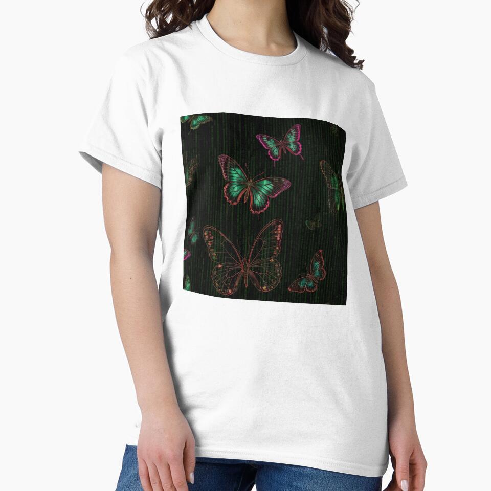 Techno Glam: Neon Butterflies & Matrix Code Fusion by SeanOsShirts T-Shirts, Hoodie, Sweatshirt | BlankRebels.com (Image 2)