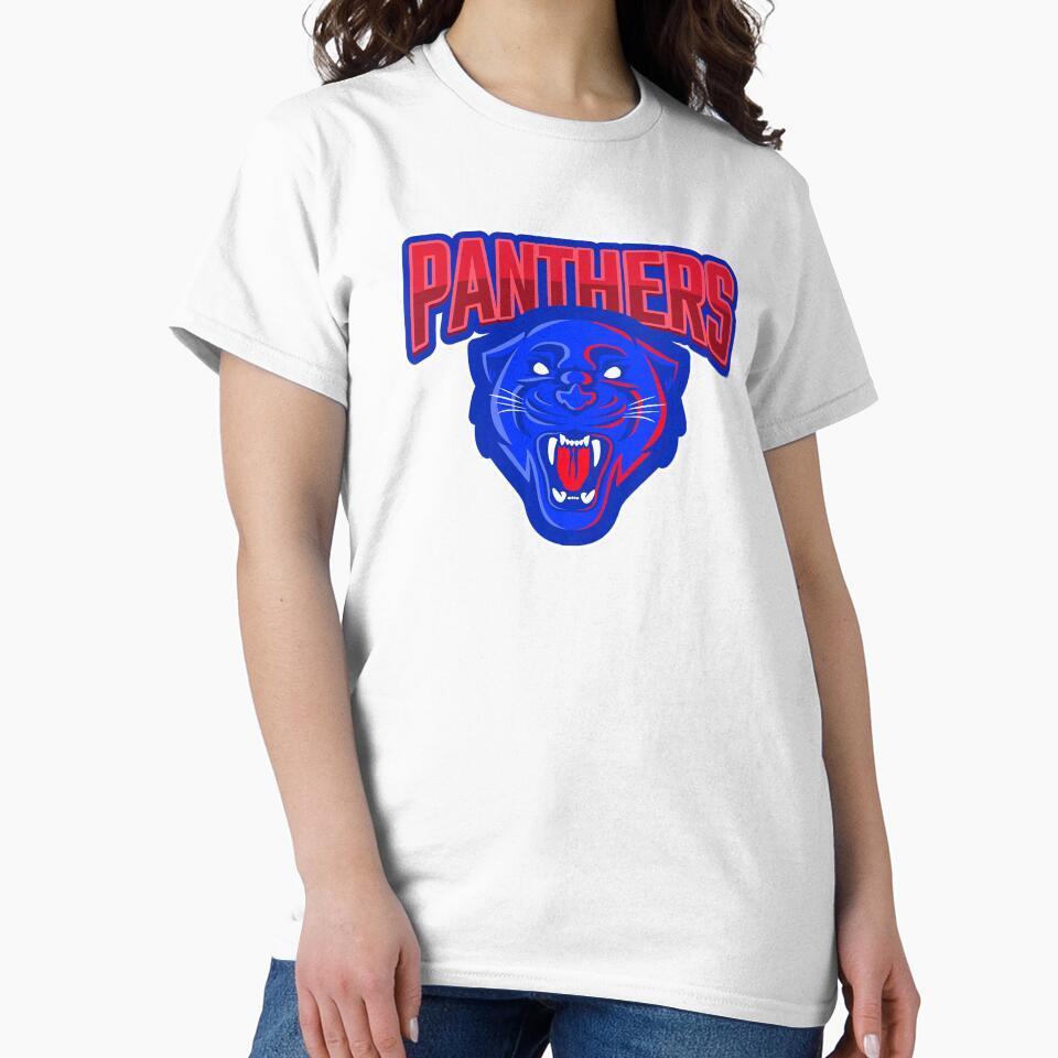 Panther Blue Red Sports Team Art Logo by 67prints
