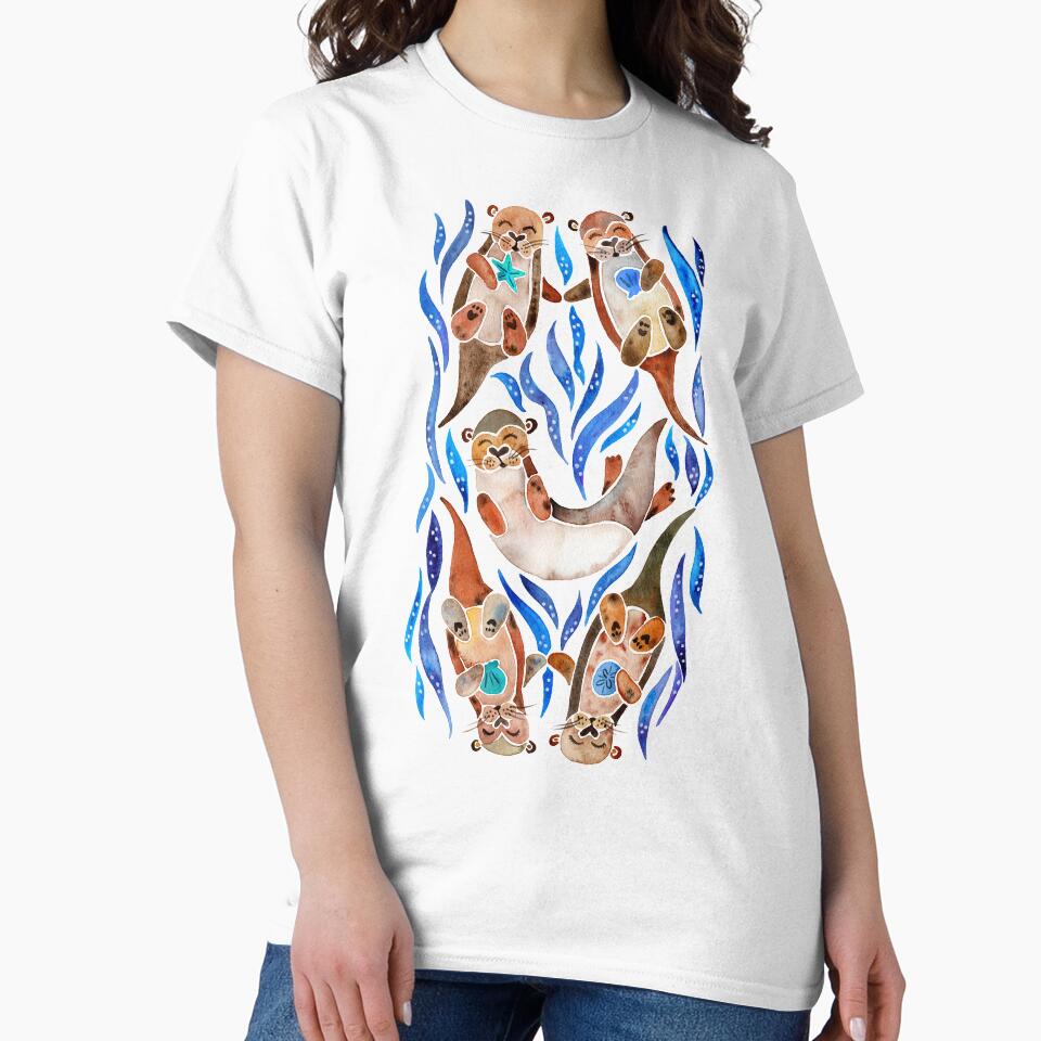 Five Otters – Blue Palette by Cat Coquillette T-Shirts, Hoodie, Sweatshirt | BlankRebels.com (Image 2)