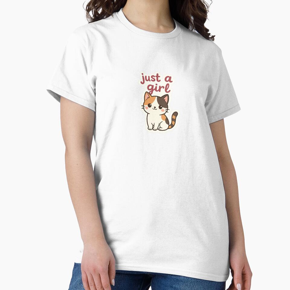 Just a Girl Calico Cat Sticker by jensenlovescats T-Shirts, Hoodie, Sweatshirt | BlankRebels.com (Image 2)