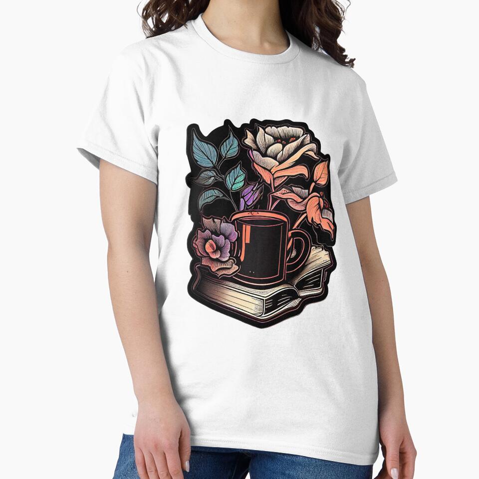 Book Coffee And Flowers Book And Coffee Lovers T-shirts And Stickers by WhySoSerious⭐⭐⭐⭐⭐ Hoodie, Sweatshirt (Image 2)