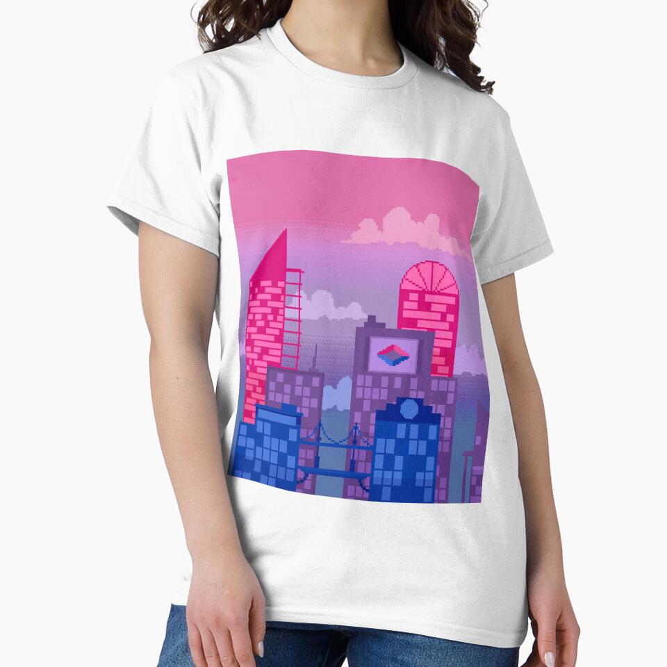 Pixel Bi Pride City by MetallicWings15 T-Shirts, Hoodie, Sweatshirt | BlankRebels.com (Image 2)