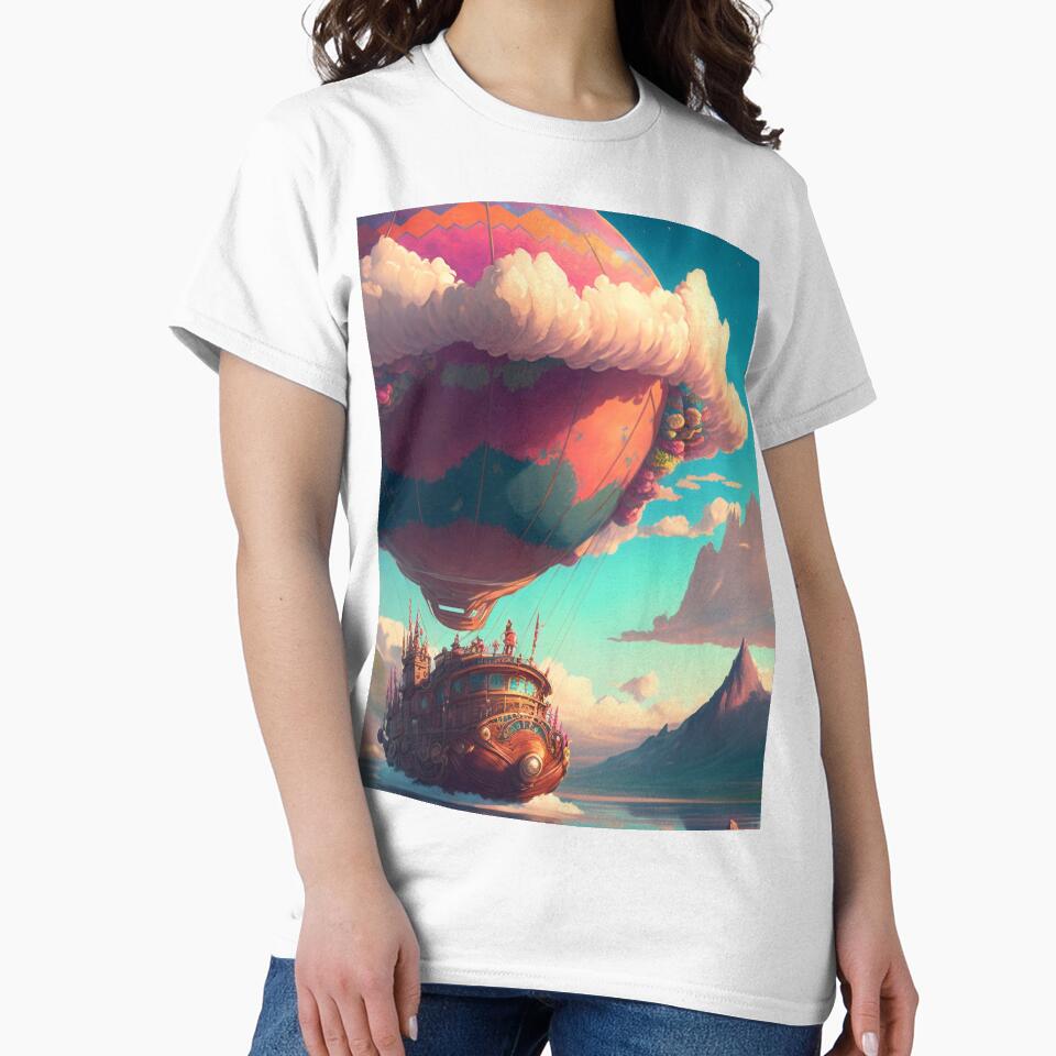 Balloon Adventure Fantasy Landscape Art 08 - Colorful Cartoon Travel by Sunchaser World T-Shirts, Hoodie,... (Image 2)