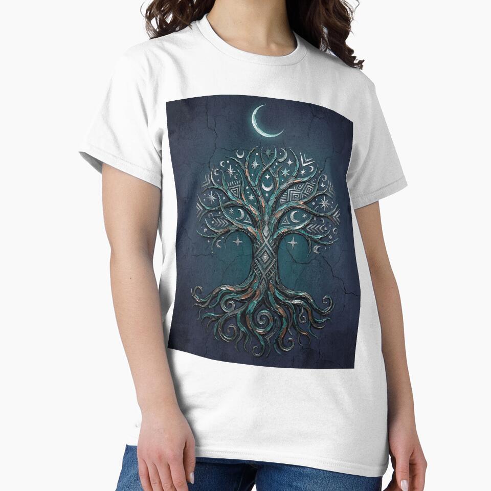 Tree of Life Under Crescent Moon - Dark Aesthetic by BrickByDream T-Shirts, Hoodie, Sweatshirt | BlankRebels.com (Image 2)
