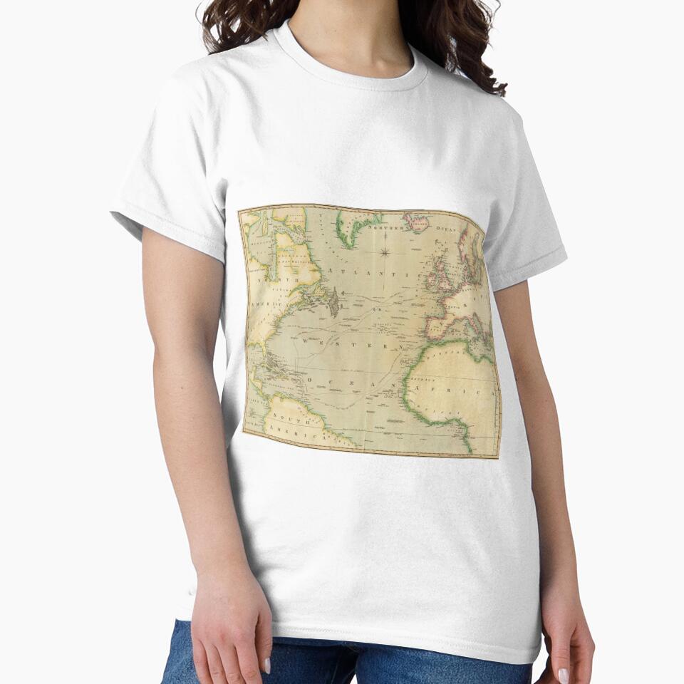 Vintage Map of The Atlantic Ocean (1817) by BravuraMedia T-Shirts, Hoodie, Sweatshirt | BlankRebels.com (Image 2)