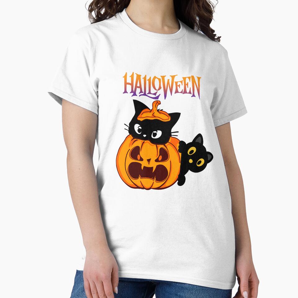 Cute and Mysterious: Black Cats on Halloween Night by DesignsbySisco T-Shirts, Hoodie, Sweatshirt | BlankRebels.com (Image 2)