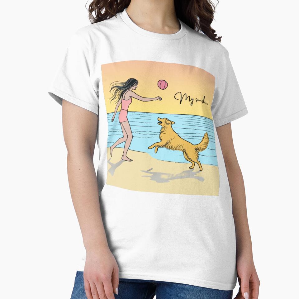 My sunshine - dog and girl minimalist beach illustration by kstheladesigns T-Shirts, Hoodie, Sweatshirt (Image 2)