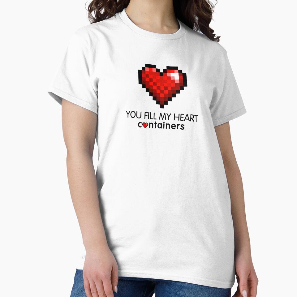 Video Game Geek Pixel Heart | You Fill My Heart Containers by BootsBoots T-Shirts, Hoodie, Sweatshirt (Image 2)
