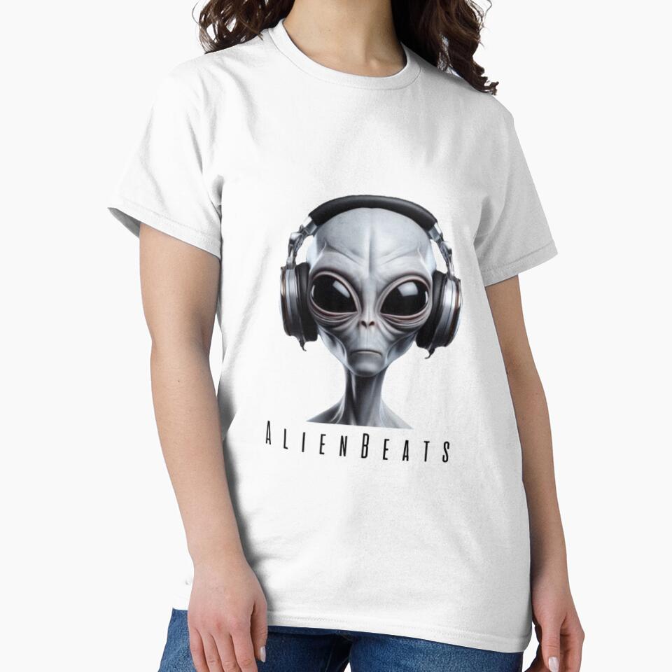 Alien Beats Cosmic DJ Portrait - Alien T-Shirt Design by GreenGirl-store Hoodie, Sweatshirt | BlankRebels.com (Image 2)