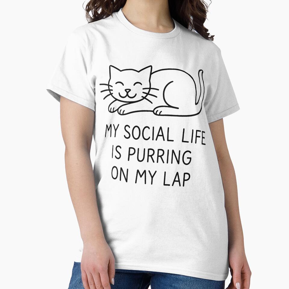 My Social Life Is Purring on My Lap – Funny Hoodie for Cozy Cat Lovers – Introvert's Perfect Gift by... (Image 2)