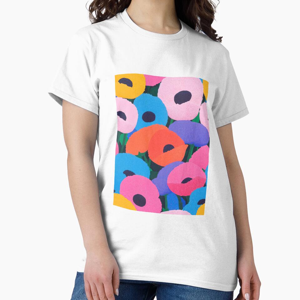 Blooming Colorful Flowers Pattern by Temuri Studio T-Shirts, Hoodie, Sweatshirt | BlankRebels.com (Image 2)