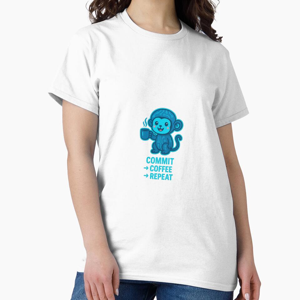 Commit Coffee Repeat – Cute Coder Monkey by CyberCharm T-Shirts, Hoodie, Sweatshirt | BlankRebels.com (Image 2)