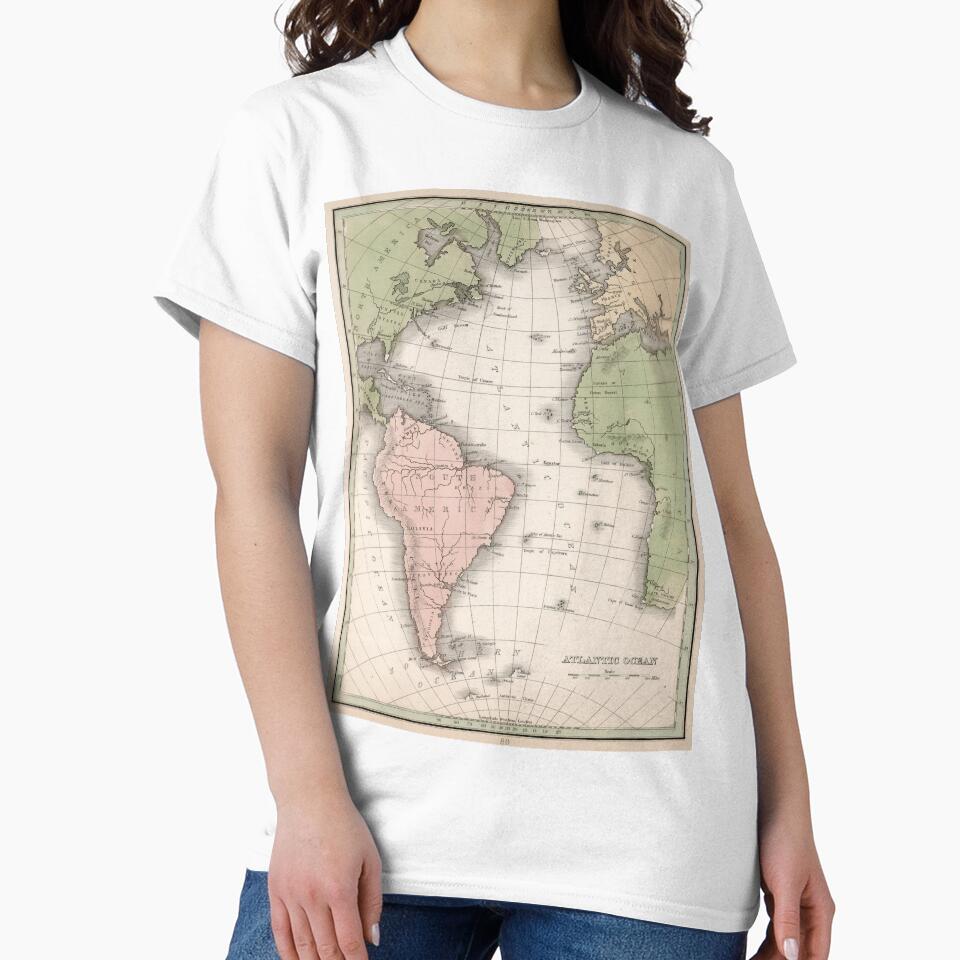 Vintage Map of The Atlantic Ocean (1838) by BravuraMedia T-Shirts, Hoodie, Sweatshirt | BlankRebels.com (Image 2)