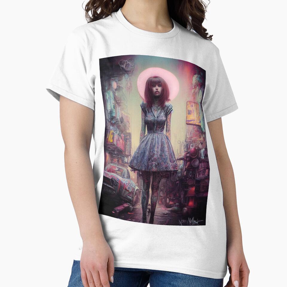 Cyberpunk Girl London City Wall Art Prints T-Shirts, Hoodie, Sweatshirt