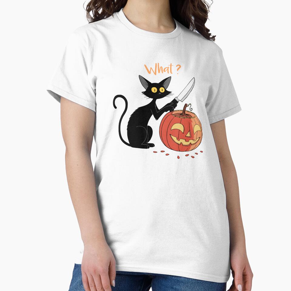 Black cat carving pumpkin for Halloween. by Witch Cat T-Shirts, Hoodie, Sweatshirt | BlankRebels.com (Image 2)