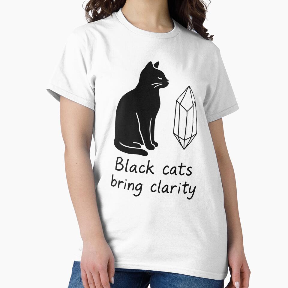 Black Cats Bring Clarity – Cozy T-shirt and Hoodie for Cat Lovers – Aesthetic Comfort Design by JustMeditateIt... (Image 2)
