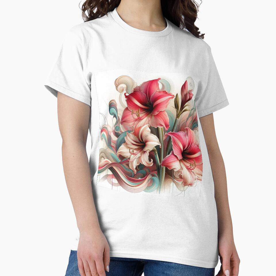 Amaryllis Flowers Art Nouveau Style by Kourtesy of King T-Shirts, Hoodie, Sweatshirt | BlankRebels.com (Image 2)