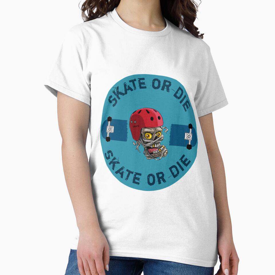 Skateboard Skate Or Die Shirts - Skull Skateboard t shirt - Skull Skateboard Hoodie - Skull Skateboard  Backpack (Image 2)