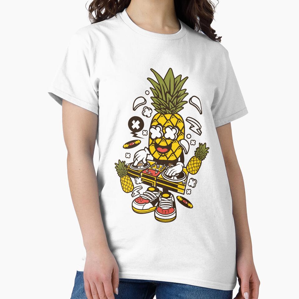 Dj Pineapple Cartoon Character - Juicy summer sounds Dance-Club-Music-Party-Fun by Nickelparis T-Shirts,... (Image 2)