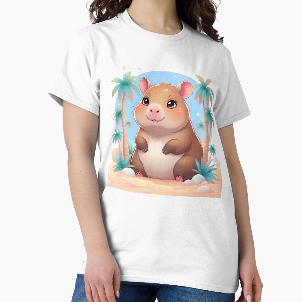 Kawaii Capybara Relaxing on the Beach by Liv Solara T-Shirts, Hoodie, Sweatshirt | BlankRebels.com (Image 2)
